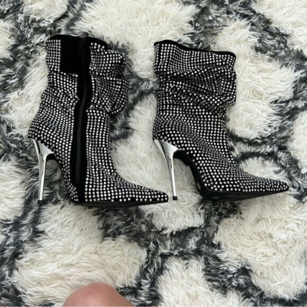 Jeffrey Campbell Rhinestone Slouch Boots (c)